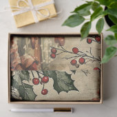 ヴィンテージクリスマスホリー，子供，音楽の分離 薄葉紙 (ギフト)