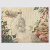 ヴィンテージクリスマスホリー，子供，音楽の分離 薄葉紙 (正面)