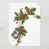 ヴィンテージクリスマスホリーwレッドベリー招待状 招待状 (正面/裏面)
