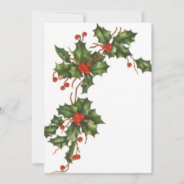 ヴィンテージクリスマスホリーwレッドベリー招待状 招待状