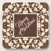 ヴィンテージクリスマスホリ離れーズ、ベリーと花 コースター (正面)