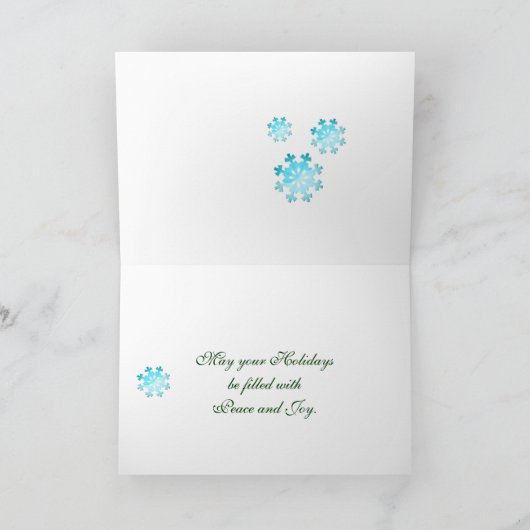 ヴィンテージクリスマスホワイトドーブピンクポインセチア シーズンカード (内部)