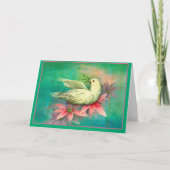 ヴィンテージクリスマスホワイトドーブピンクポインセチア シーズンカード (正面)