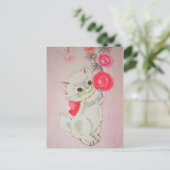 ヴィンテージクリスマスホワイト子猫 シーズンポストカード (スタンド正面)