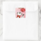 ヴィンテージクリスマスホワイト子猫 スクエアシール (バッグ)