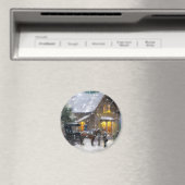 ヴィンテージクリスマスホースキャリッジ冬のシーン マグネット (インサイチュ (食洗機))