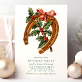 ヴィンテージクリスマスホースシューホリーホリデーパーティー 招待状