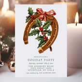 ヴィンテージクリスマスホースシューホリーホリデーパーティー 招待状