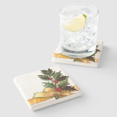 ヴィンテージクリスマスホーリー ストーンコースター (横)