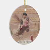 ヴィンテージクリスマスボーイ飛んでいる飛行船ファンタジーセラム セラミックオーナメント (右)