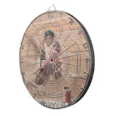 ヴィンテージクリスマスボーイ飛んでいる飛行船ファンタジー ダーツボード (正面右)