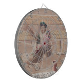 ヴィンテージクリスマスボーイ飛んでいる飛行船ファンタジー ダーツボード (正面左)