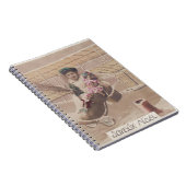 ヴィンテージクリスマスボーイ飛んでいる飛行船ファンタジー ノートブック (右側)