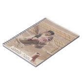 ヴィンテージクリスマスボーイ飛んでいる飛行船ファンタジー ノートブック (左側)