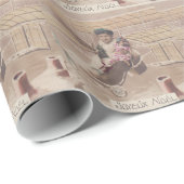 ヴィンテージクリスマスボーイ飛んでいる飛行船ファンタジー ラッピングペーパー (ロールコーナー)