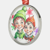 ヴィンテージクリスマスボーイ&ガール小妖精や小人 メタルオーナメント (左)