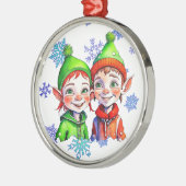 ヴィンテージクリスマスボーイ&ガール小妖精や小人 メタルオーナメント (左)