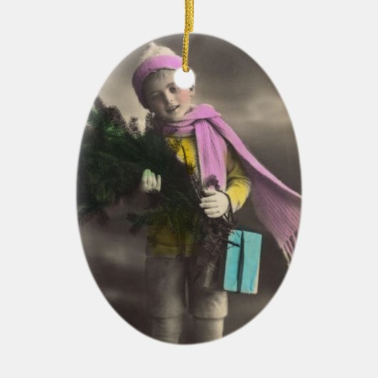 ヴィンテージクリスマスボーイ セラミックオーナメント (正面)