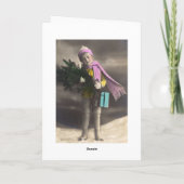 ヴィンテージクリスマスボーイ、ツリー&ギフト シーズンカード (裏面)