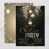 ヴィンテージクリスマスボールと花火のクリスマス  招待状 (正面/裏面)