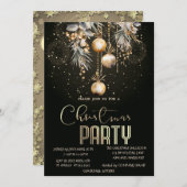 ヴィンテージクリスマスボール花火クリスマス 招待状 (正面/裏面)