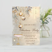 ヴィンテージクリスマスボール金ゴールドガラスパーティー 招待状 (スタンド正面)