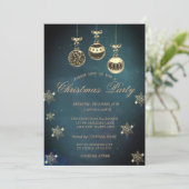 ヴィンテージクリスマスボール、スノーフレーク会社のパーティー 招待状 (スタンド正面)