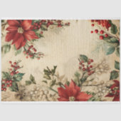 ヴィンテージクリスマスポインセチアフローラエフェメラ 薄葉紙 (正面)