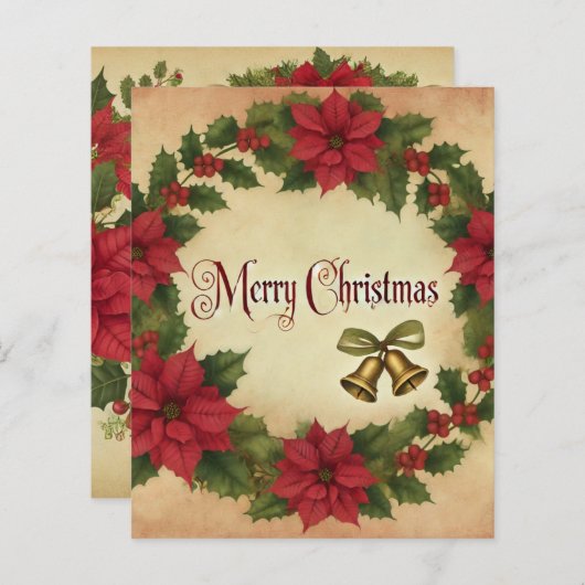 ヴィンテージクリスマスポインセチアリーススクラップブック (正面/裏面)
