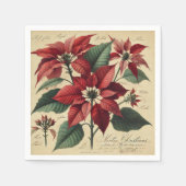 ヴィンテージクリスマスポインセチア植物分離 スタンダードカクテルナプキン (正面)