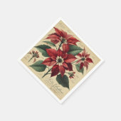 ヴィンテージクリスマスポインセチア植物分離 スタンダードカクテルナプキン (角)
