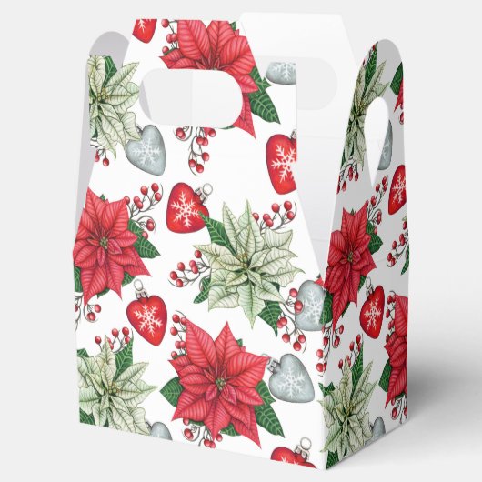 ヴィンテージクリスマスポインセチア花とオーナメント フェイバーボックス (オープン)