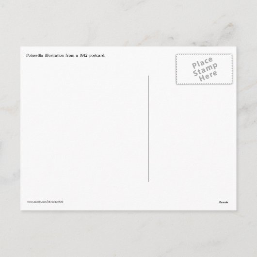 ヴィンテージクリスマスポインセチア花カレンダー シーズンポストカード (裏面)