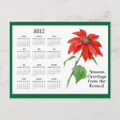 ヴィンテージクリスマスポインセチア花カレンダー シーズンポストカード (正面)