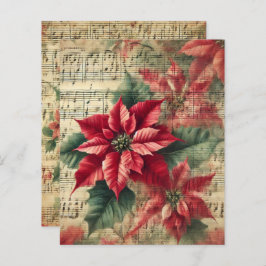 ヴィンテージクリスマスポインセチア音楽スクラップブック