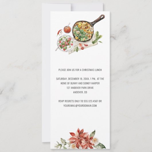 ヴィンテージクリスマスポイントセティアエバーグリーンランチ  招待状 (正面)