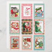 ヴィンテージクリスマスポケットカードクリップアートシート (正面/裏面)