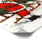 ヴィンテージクリスマスポスター – サンタとトナカイ ポスター (角)