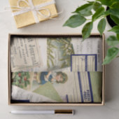 ヴィンテージクリスマスポストカードコラージュティッシュペーパー 薄葉紙 (ギフト)