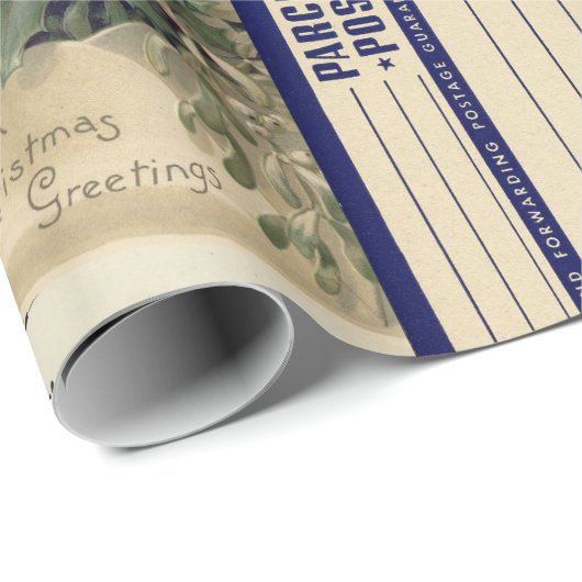 ヴィンテージクリスマスポストカードコラージラッピング紙 ラッピングペーパー (ロールコーナー)