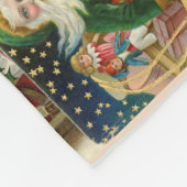 ヴィンテージクリスマスポストカードサンタクロース名を追加 フリースブランケット (角)