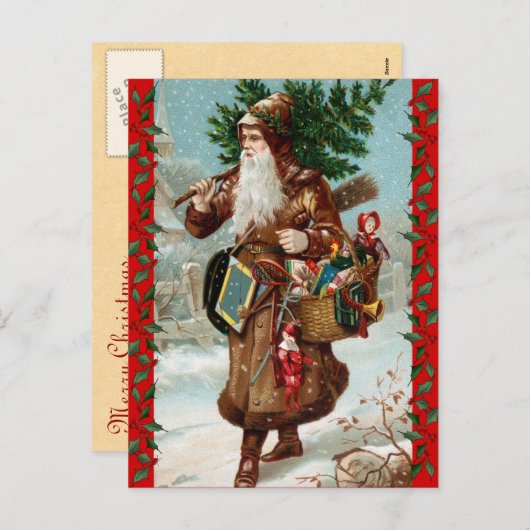 ヴィンテージクリスマスポストカード シーズンポストカード (正面/裏面)