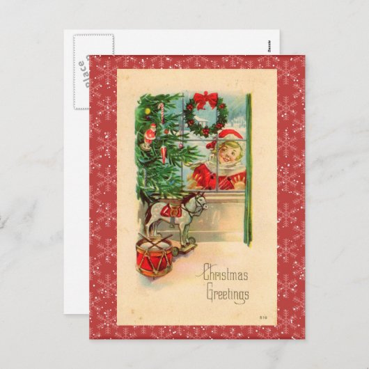 ヴィンテージクリスマスポストカード シーズンポストカード (正面/裏面)