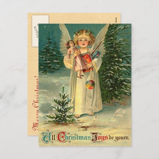 ヴィンテージクリスマスポストカード シーズンポストカード (正面/裏面)