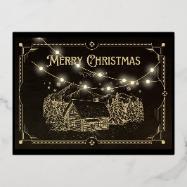 ヴィンテージクリスマスポストカード 箔シーズンポストカード