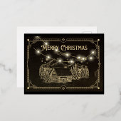 ヴィンテージクリスマスポストカード 箔シーズンポストカード (正面/裏面)