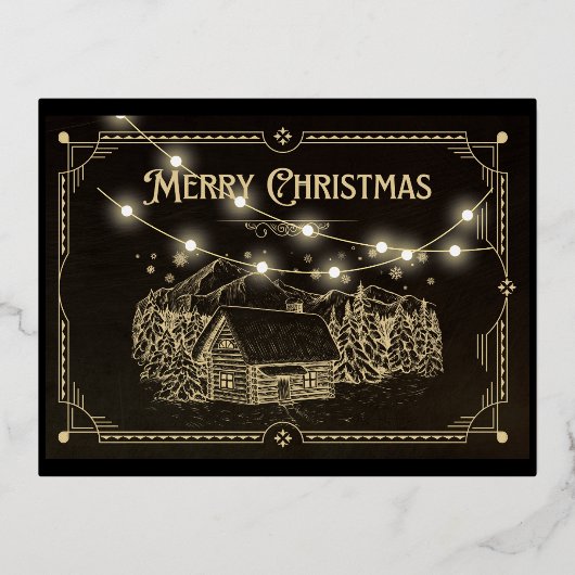 ヴィンテージクリスマスポストカード 箔シーズンポストカード (正面)