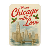 ヴィンテージクリスマスマグネット – 愛とシカゴから マグネット (縦)