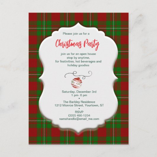 ヴィンテージクリスマスマグレガータータンチェックプレイド シーズンポストカード (正面)