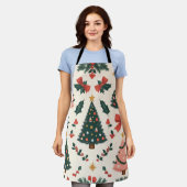 ヴィンテージクリスマスミステルトー&ボーズホリデー エプロン (着用した状態)